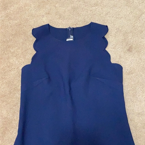 Jcrew Navy Scalloped Dress - Picture 2 of 16
